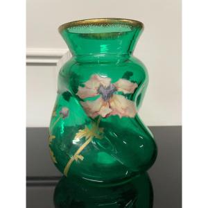 Legras - Art Nouveau Enamelled Glass Tors Vase Montjoye